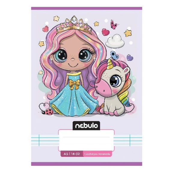 Füzet vonalas NEBULO A/5 32 lapos 14-32 1.osztályos Cuki 16 darabos