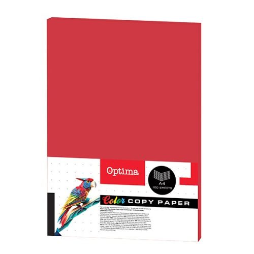 Fénymásolópapír színes OPTIMA A/4 80 g piros 100 ív/csomag