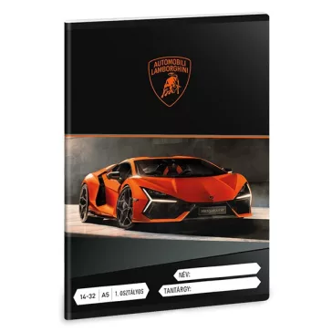   Füzet vonalas ARS UNA A/5 32 lapos 14-32 1.osztályos Lamborghini narancssárga
