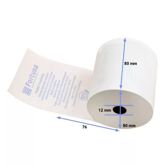 Thermo tekercs FORTUNA Premium 55 g 80x80mm/12 76 fm BPA mentes