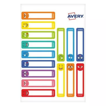   Etikett AVERY 50 mm x 10 mm tollcímke színes vicces 30 címke/csomag 2 íves