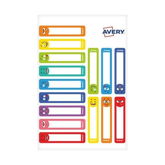 Etikett AVERY 50 mm x 10 mm tollcímke színes vicces 30 címke/csomag 2 íves