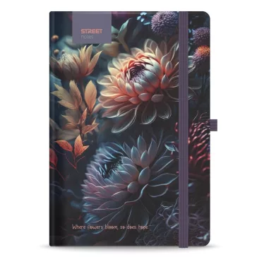   Jegyzetfüzet vonalas STREET Flowers Blossom A/5 96 lapos gumis keményfedelű