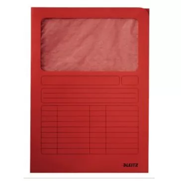Mappa LEITZ A/4 karton ablakos piros