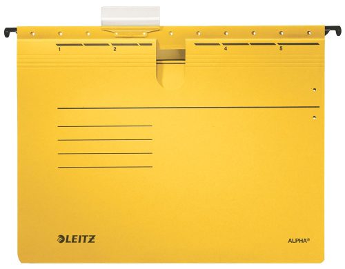Függőmappa gyorsfűző szerkezettel LEITZ Alpha A/4 karton sárga 25 darabos