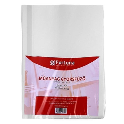 Gyorsfűző FORTUNA műanyag fehér 25 darabos