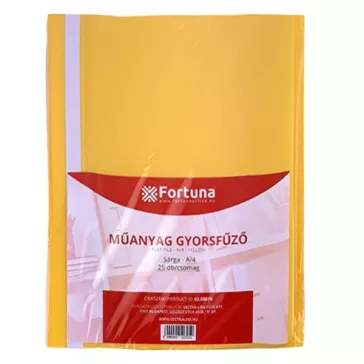Gyorsfűző FORTUNA műanyag sárga 25 darabos