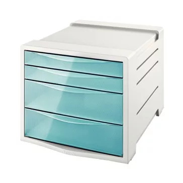   Irattároló ESSELTE Colour Breeze 4 fiókos műanyag áttetsző szürke/kék
