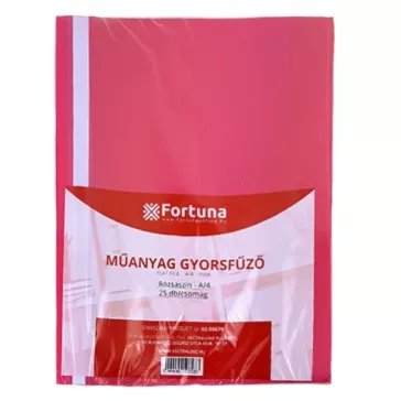Gyorsfűző FORTUNA műanyag rózsaszín 25 darabos