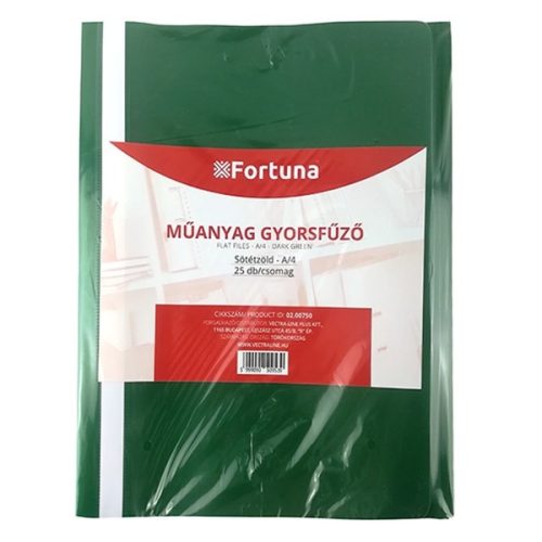 Gyorsfűző FORTUNA műanyag sötétzöld 25 darabos