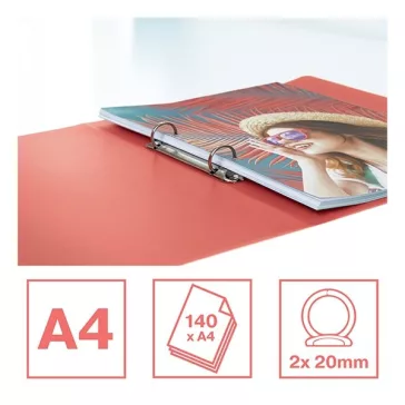   Gyűrűskönyv ESSELTE Colour Breeze A/4 25 mm 2 gyűrűs PP korall