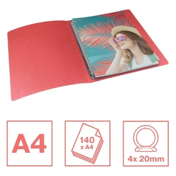   Gyűrűskönyv ESSELTE Colour Breeze A/4 25 mm 4 gyűrű PP korall