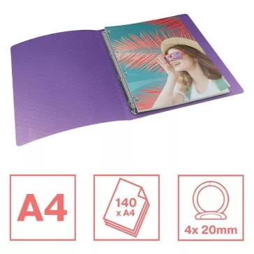   Gyűrűskönyv ESSELTE Colour Breeze A/4 25 mm 4 gyűrű PP levendula