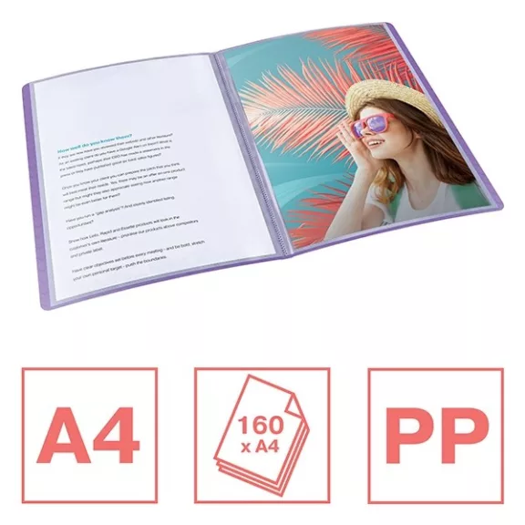 Iratvédő mappa ESSELTE Colour Breeze A/4 80 zsebes levendula