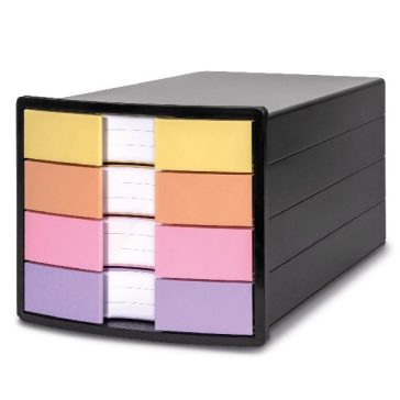   Irattartó HAN Impuls A4/C4 4 fiókos pasztell zárt fiókkal fekete