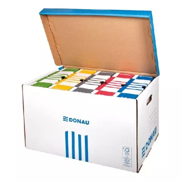   Archiváló konténer dobozoknak DONAU 555x370x315 mm felfelé nyíló tetővel kék