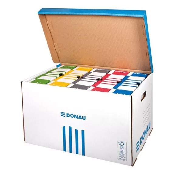 Archiváló konténer dobozoknak DONAU 555x370x315 mm felfelé nyíló tetővel kék