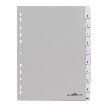 Regiszter DURABLE műanyag A/4 1-10 részes szürke
