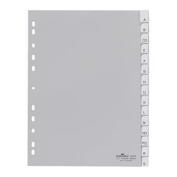 Regiszter DURABLE műanyag A/4 A-Z 15 részes szürke