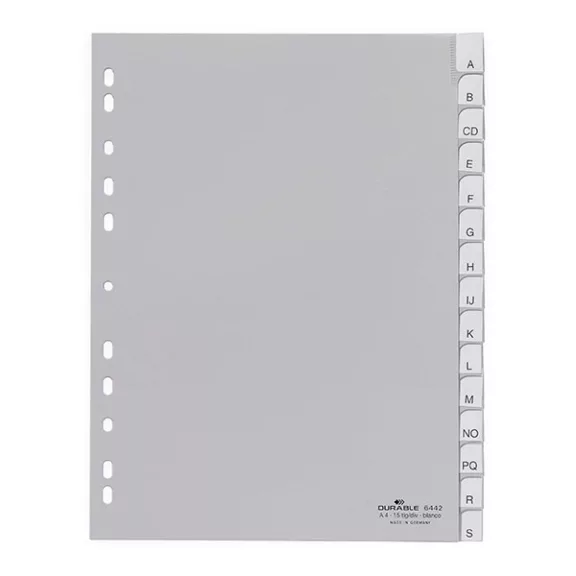 Regiszter DURABLE műanyag A/4 A-Z 15 részes szürke