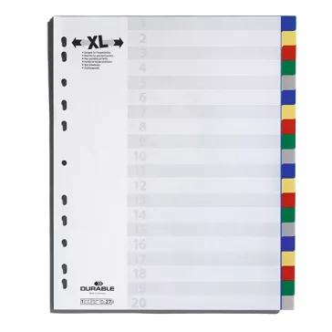   Regiszter DURABLE műanyag A/4 maxi 20 színes + index fülek