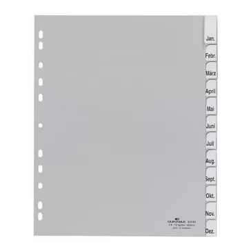   Regiszter DURABLE műanyag A/4 maxi Jan-Dec 12 részes szürke