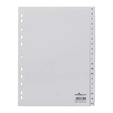   Regiszter DURABLE műanyag nemzetközi nyomtatású A/4 A-Z 20 részes szürke