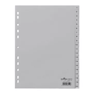   Regiszter DURABLE műanyag nyomtatott A/4 1-20 részes szürke