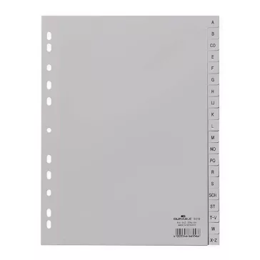   Regiszter DURABLE műanyag nyomtatott A/4 A-Z 20 részes szürke