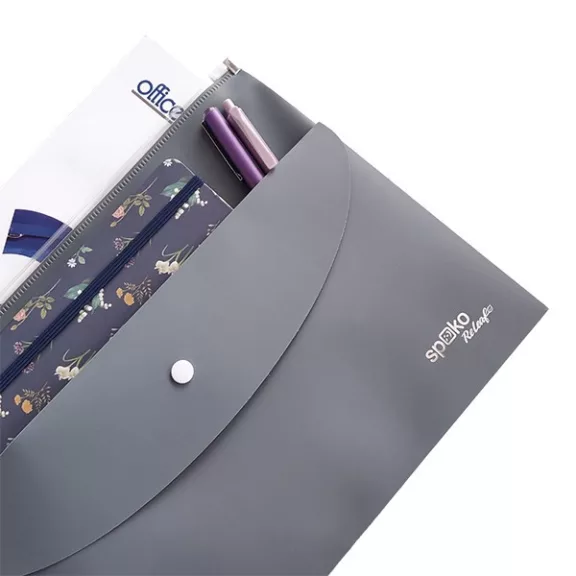 Irattasak SPOKO ReLeaf PP A/4 cipzáras és A/5 patentos SoftTouch szürke