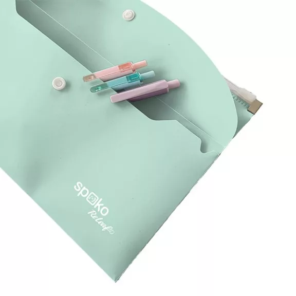 Irattasak SPOKO ReLeaf PP A/5 cipzáras és DL patentos SoftTouch menta zöld