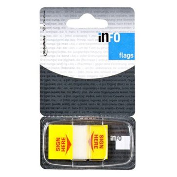   Oldaljelölő GLOBAL Notes "sign here" 7729-11 műanyag 25x43mm sárga 50 lap