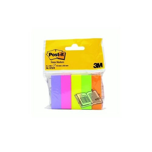 Oldaljelölő 3M Post-it LP670/5 papír neon 5 szín  5x100 lap