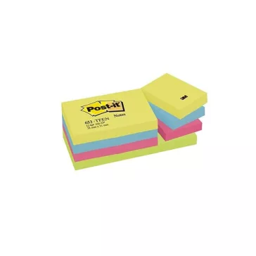   Öntapadós jegyzettömb 3M Post-it 38x51mm energikus színek 12x100 lapos