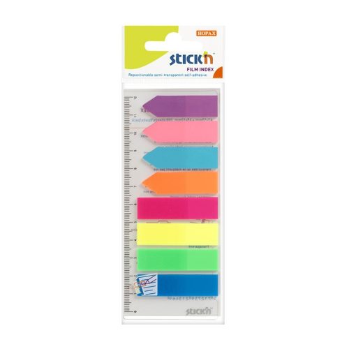 Öntapadó oldaljelölő STICK'N műanyag neon színek 4x45x12mm + nyilak 4x42x12 mm