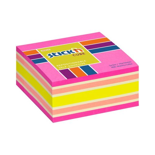 Öntapadós jegyzettömb STICK'N 76x76mm neon rózsaszín mix 400 lap