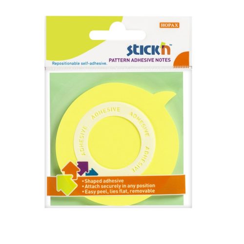 Öntapadós jegyzettömb STICK'N 70x70mm 360°-ban Öntapadós szövegbuborék forma sárga 50 lap