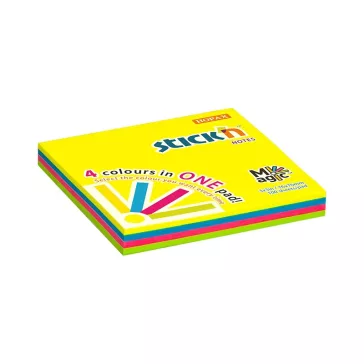   Öntapadós jegyzettömb STICK'N 76x76mm neon magic pad 100 lap