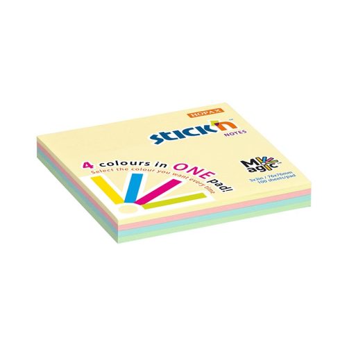 Öntapadós jegyzettömb STICK'N 76x76mm pasztell magic pad 100 lap