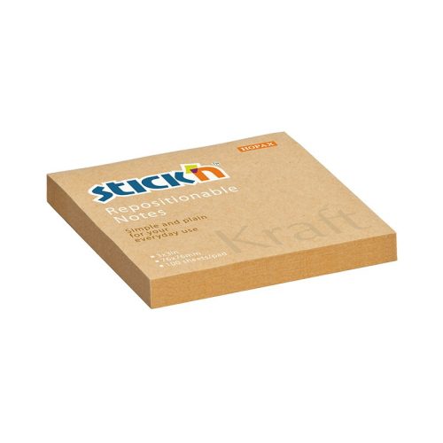 Öntapadós jegyzettömb STICK'N kraft notes 76x76mm natúr barna 100 lap