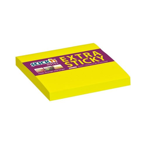 Öntapadós jegyzettömb STICK'N extra erős 76x76mm neon sárga 90 lap