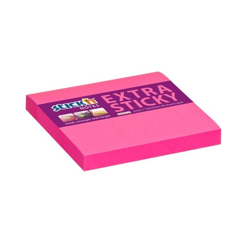 Öntapadós jegyzettömb STICK'N extra erős 76x76mm neon rózsaszín 90 lap