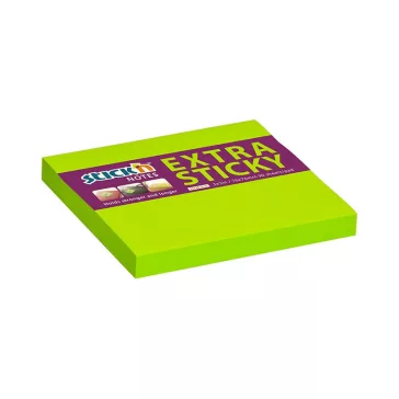   Öntapadós jegyzettömb STICK'N extra erős 76x76mm neon zöld 90 lap