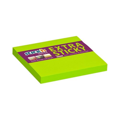 Öntapadós jegyzettömb STICK'N extra erős 76x76mm neon zöld 90 lap