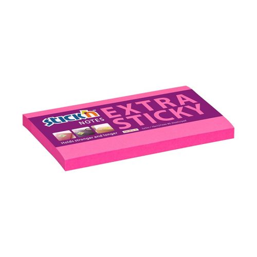 Öntapadós jegyzettömb STICK'N extra erős 76x127mm neon rózsaszín 90 lap
