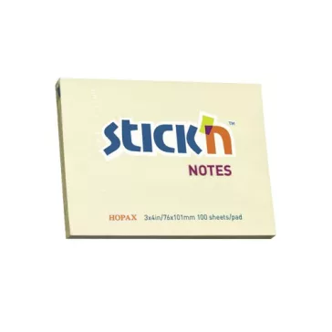   Öntapadós jegyzettömb STICK'N 76x101mm pasztell sárga 100 lap