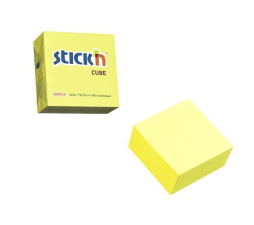 Öntapadós jegyzettömb STICK'N 76x76mm neon sárga 400 lap