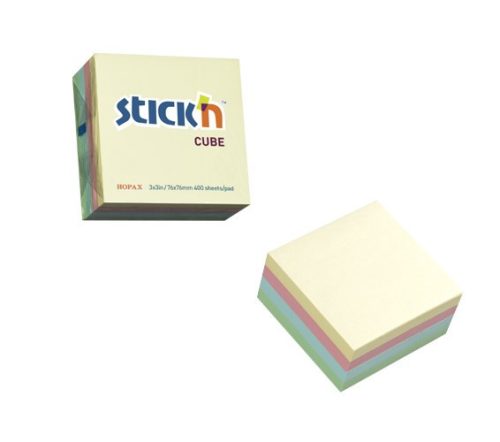 Öntapadós jegyzettömb STICK'N 76x76mm pasztell mix 400 lap