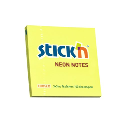 Öntapadós jegyzettömb STICK'N 76x76mm sárga 100 lap