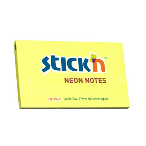 Öntapadós jegyzettömb STICK'N 76x127mm sárga 100 lap